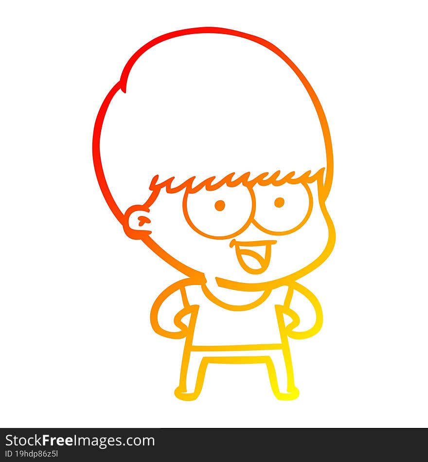 Warm Gradient Line Drawing Happy Cartoon Boy