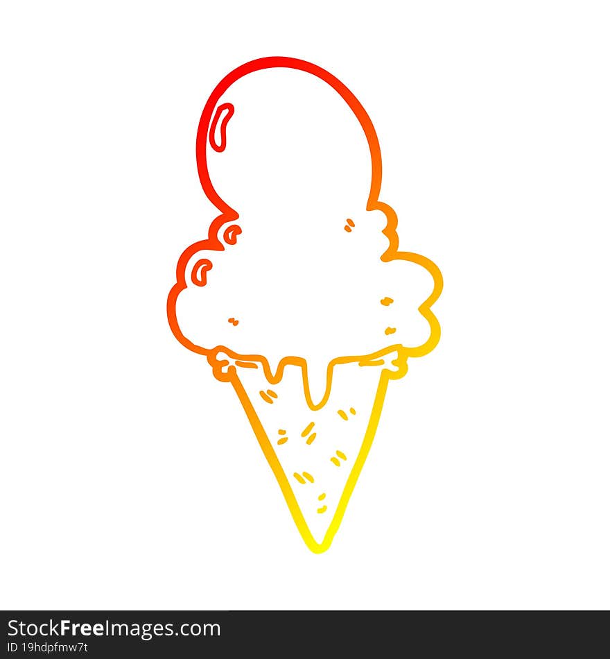 Warm Gradient Line Drawing Cartoon Ice Cream