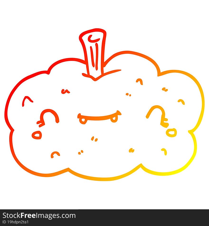 warm gradient line drawing cartoon pumpkin