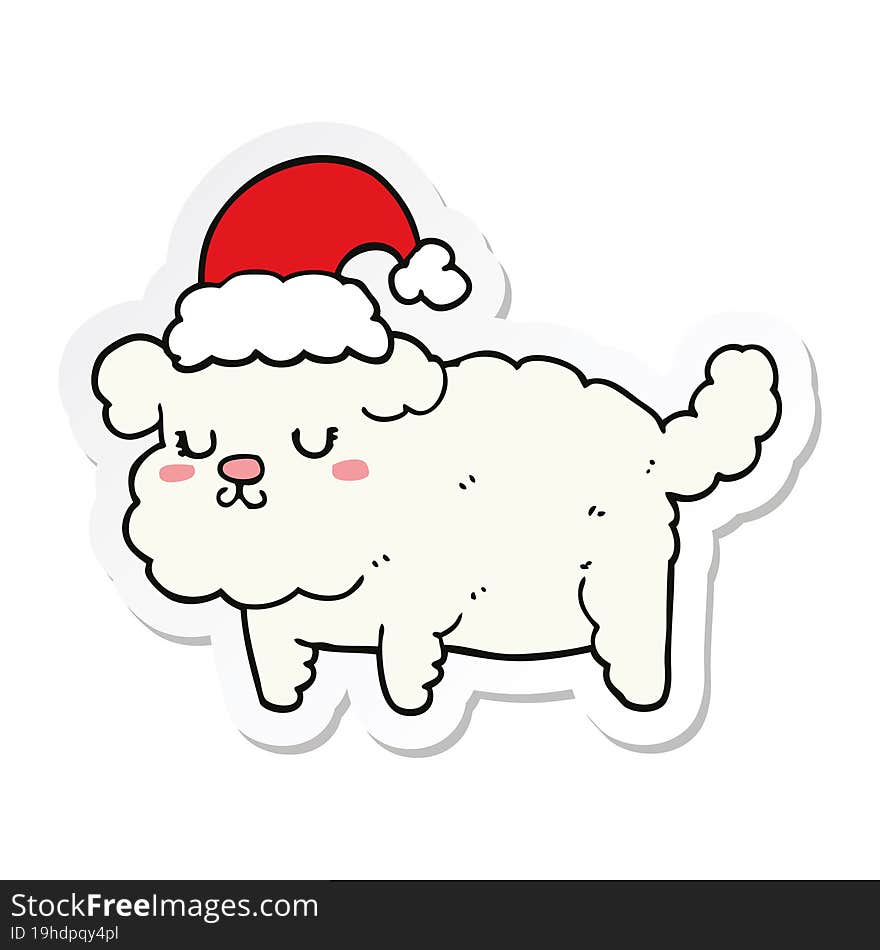 sticker of a cute christmas dog