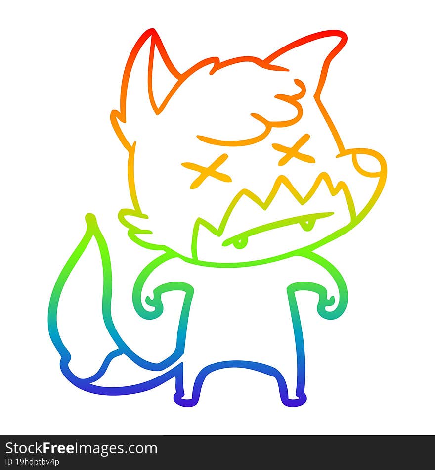 rainbow gradient line drawing cartoon dead fox