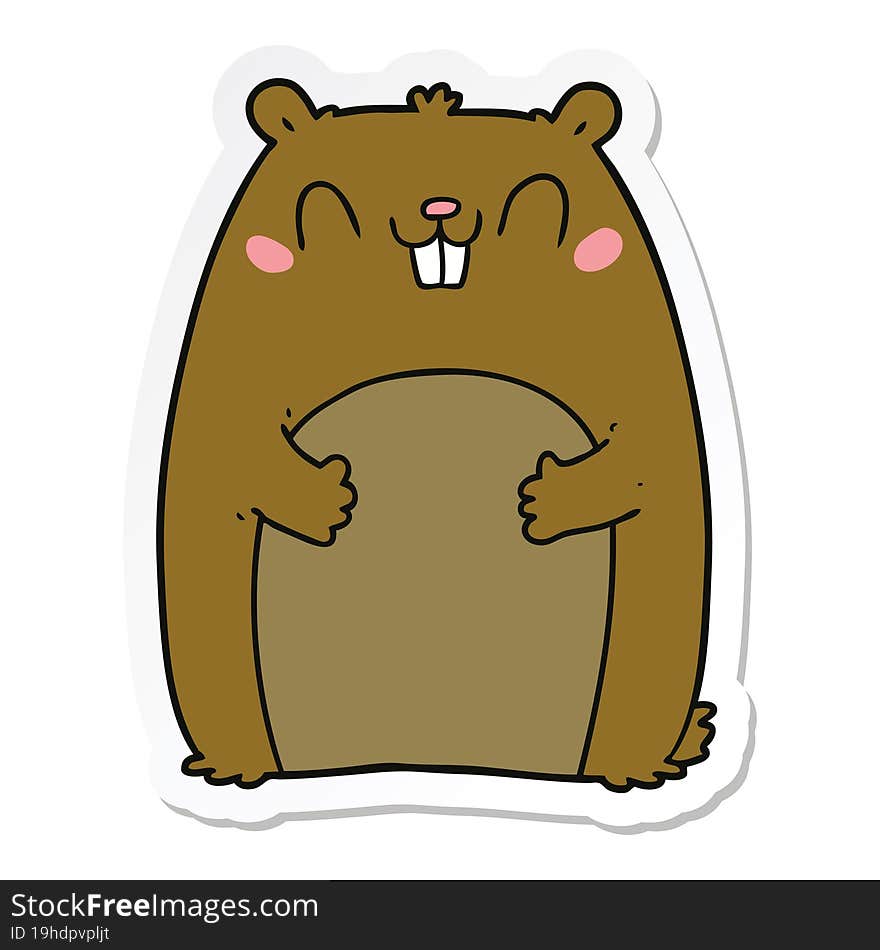 sticker of a cartoon happy gopher