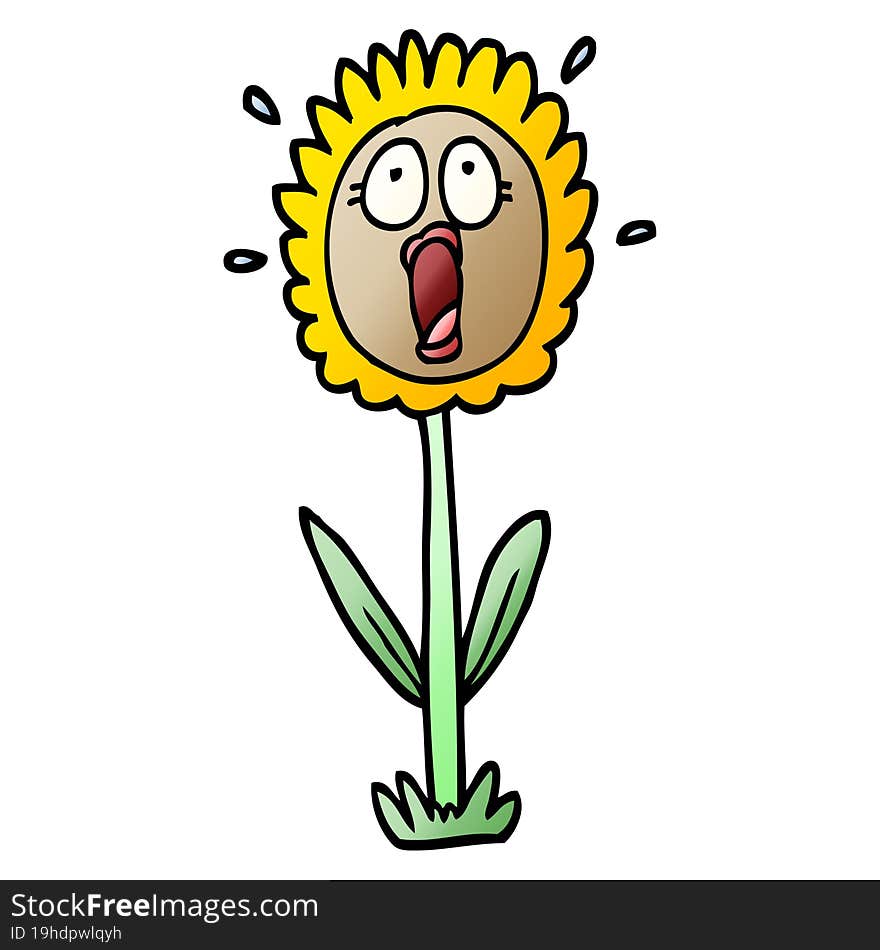 vector gradient illustration cartoon shocked sunflower