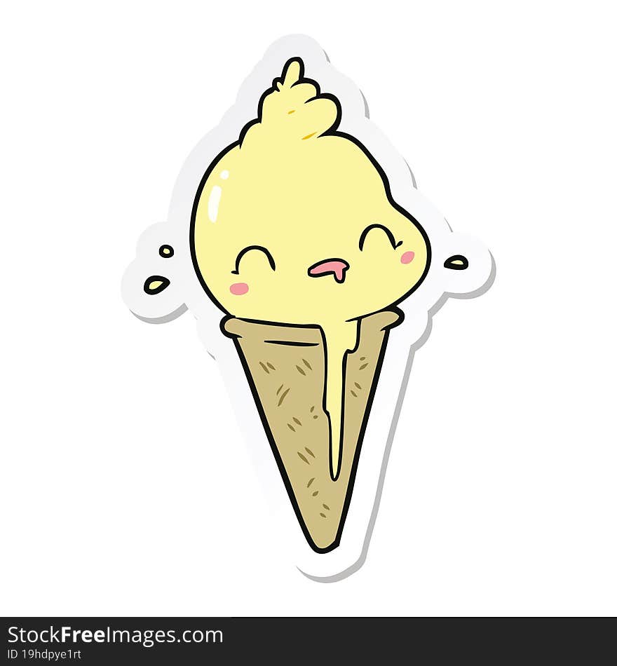 sticker of a cute cartoon ice cream