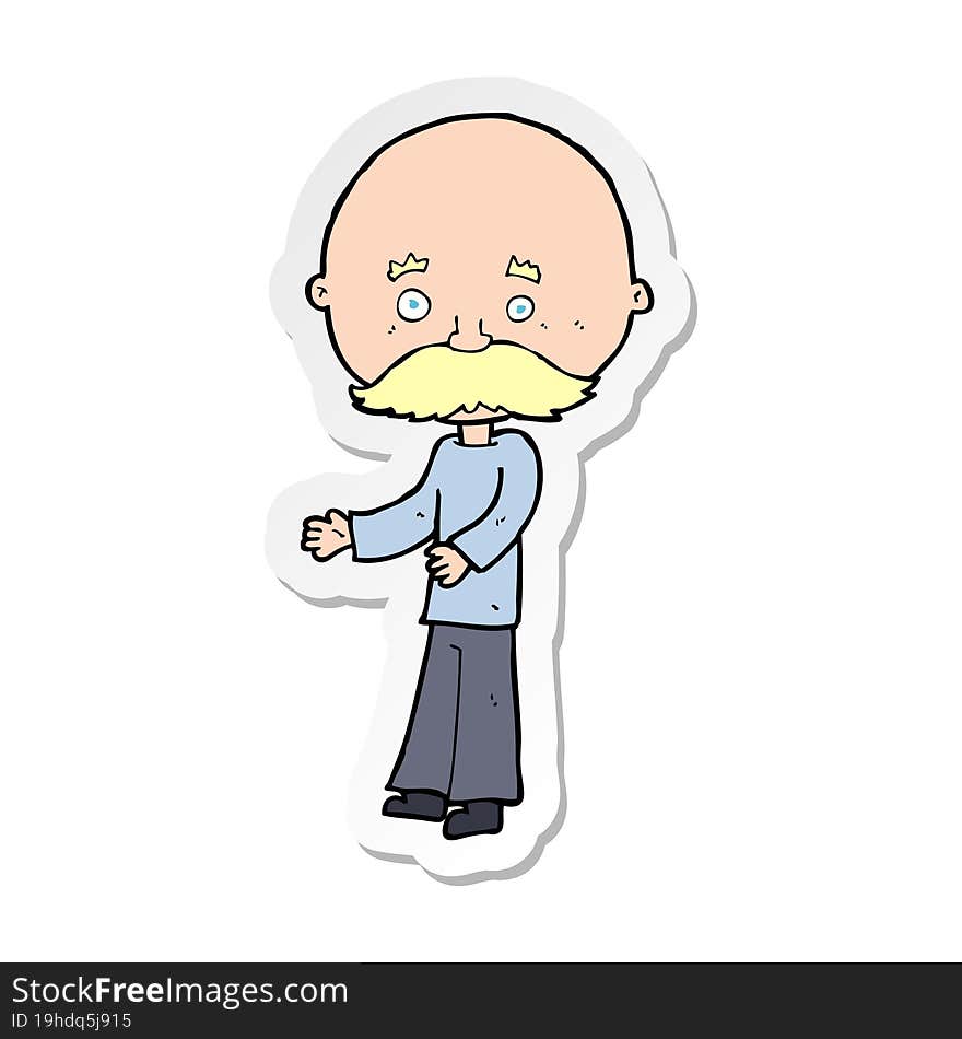 sticker of a cartoon man with mustache