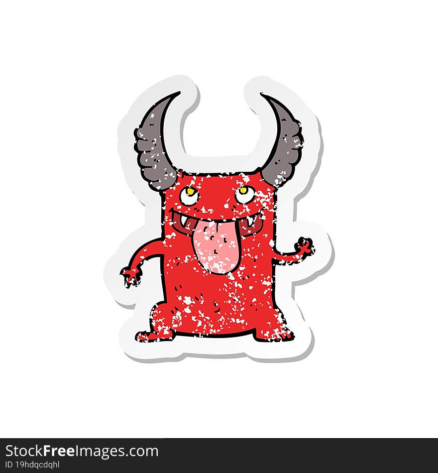 retro distressed sticker of a cartoon devil