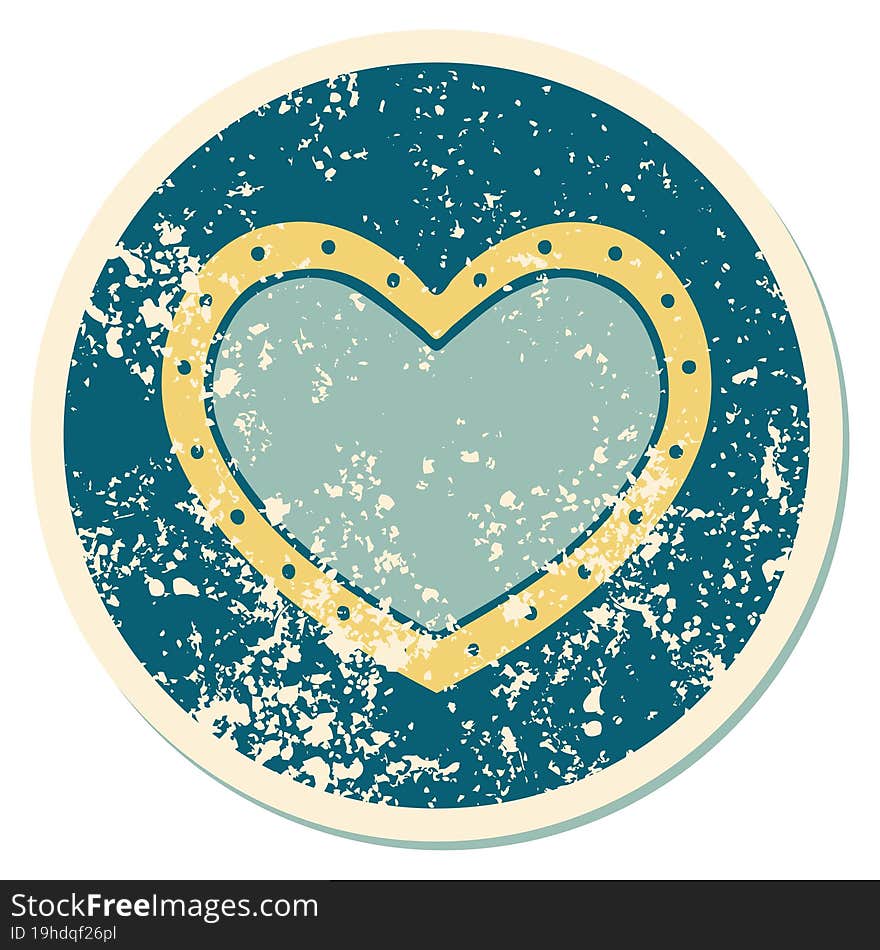 iconic distressed sticker tattoo style image of a heart. iconic distressed sticker tattoo style image of a heart