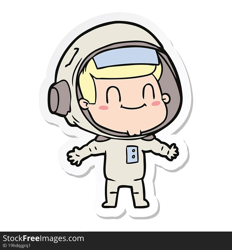 sticker of a happy cartoon astronaut man