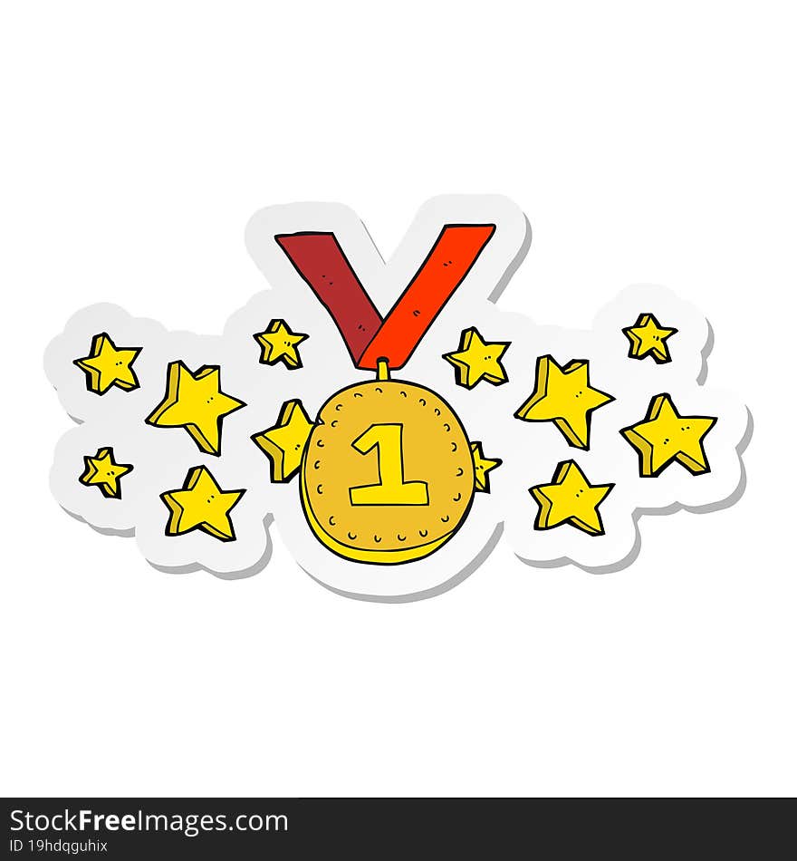 sticker of a cartoon first place medal