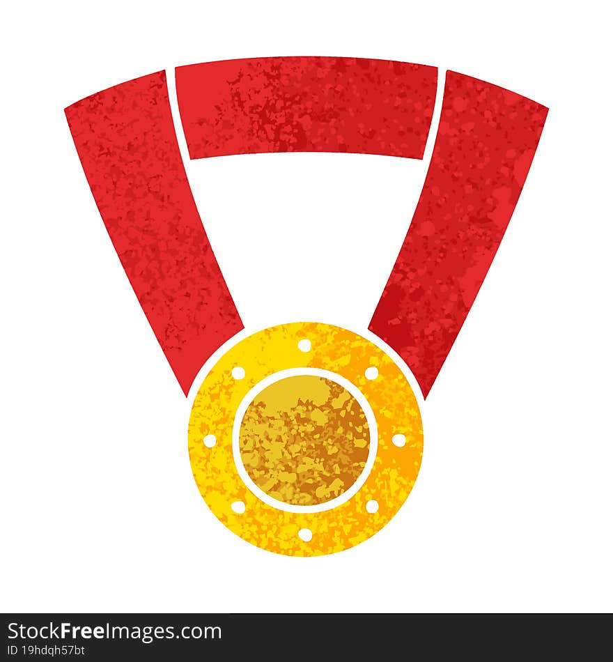 retro illustration style cartoon gold medal