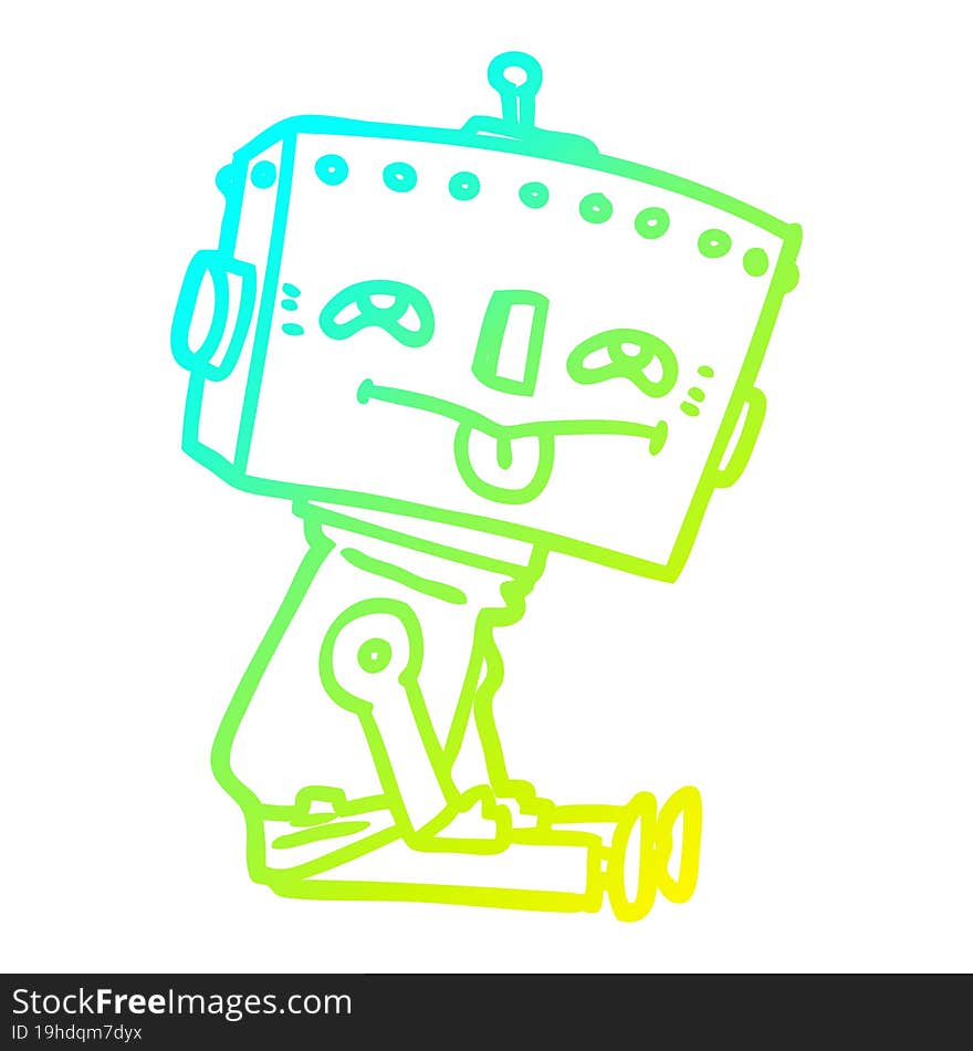 cold gradient line drawing cartoon robot