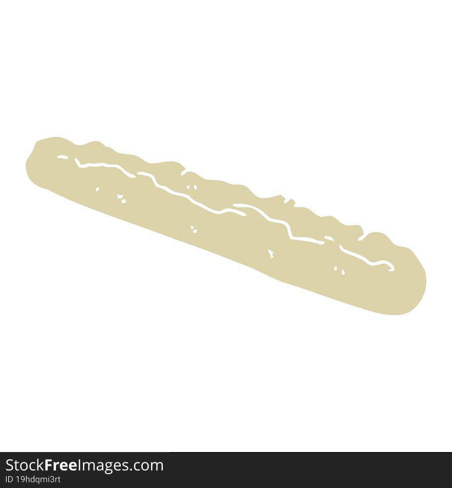 flat color illustration of a cartoon baguette