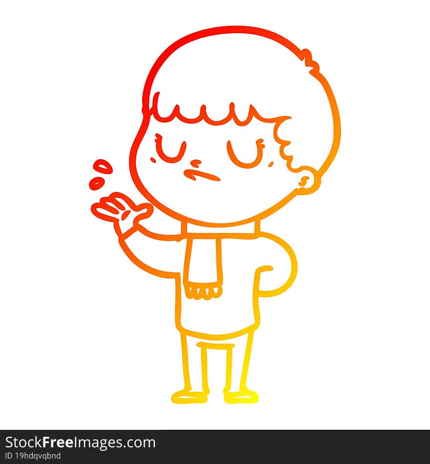 warm gradient line drawing cartoon grumpy boy