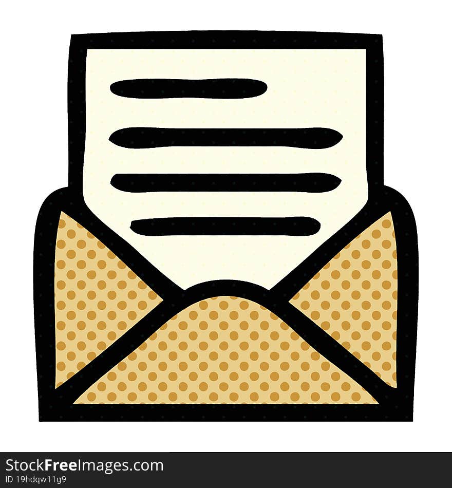 comic book style cartoon of a letter and envelope