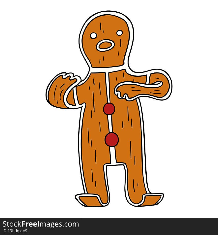 cartoon doodle of a gingerbread man