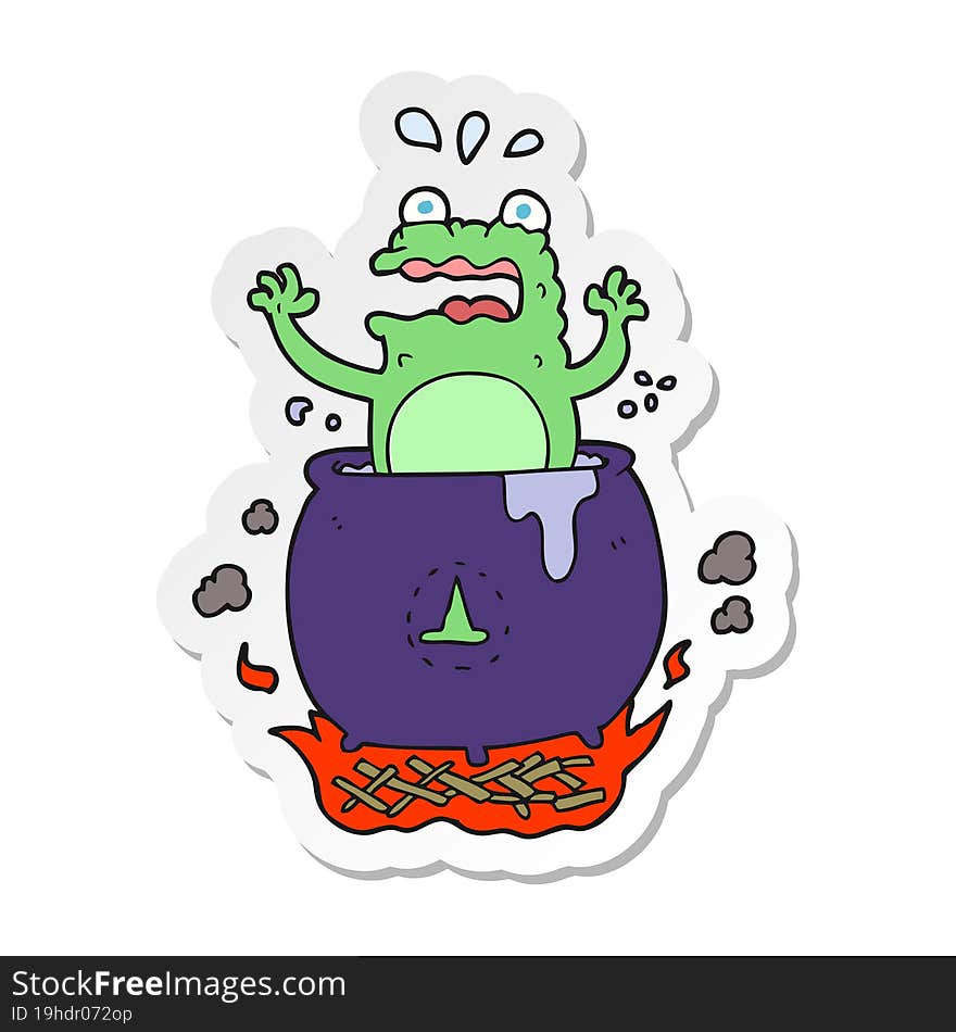 sticker of a cartoon funny halloween toad