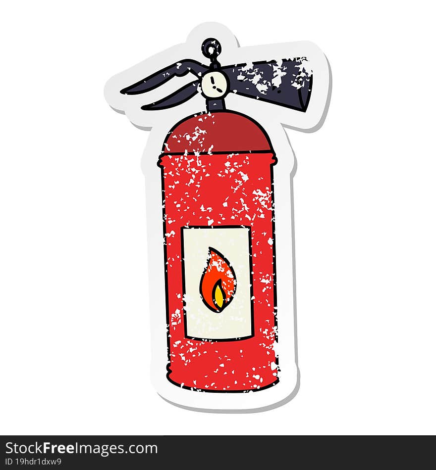 Distressed Sticker Of A Quirky Hand Drawn Cartoon Fire Extinguisher