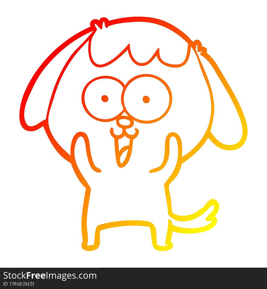 Warm Gradient Line Drawing Cute Cartoon Dog