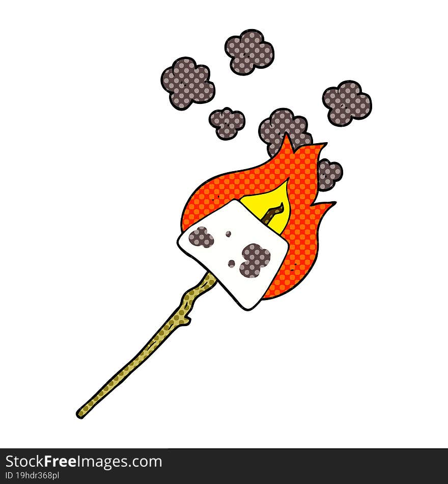 freehand drawn cartoon marshmallow on stick