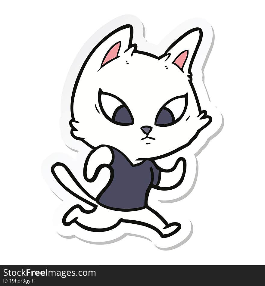 sticker of a confused cartoon cat