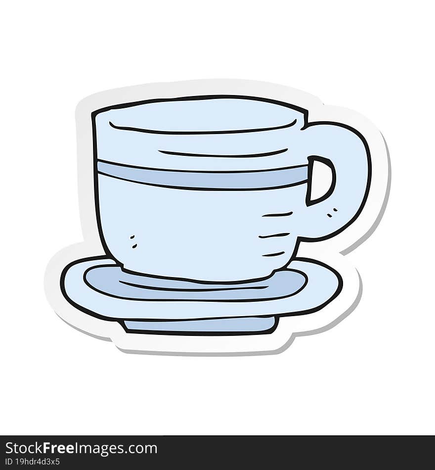 sticker of a cartoon cup and saucer