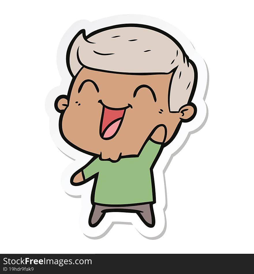 sticker of a cartoon man laughing