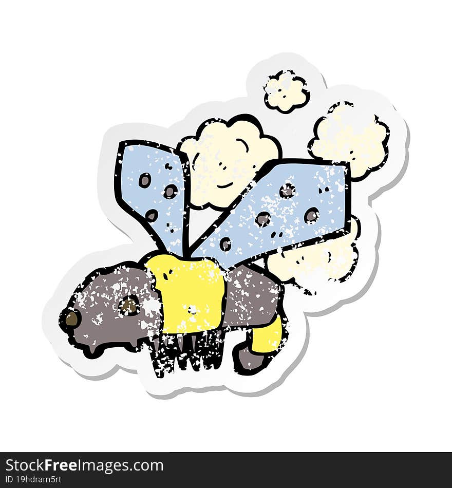 retro distressed sticker of a cartoon bee