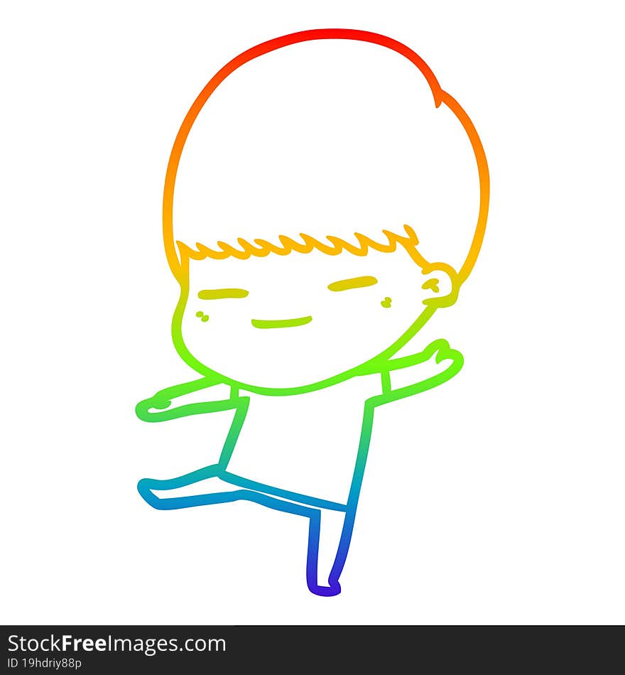 rainbow gradient line drawing cartoon smug boy