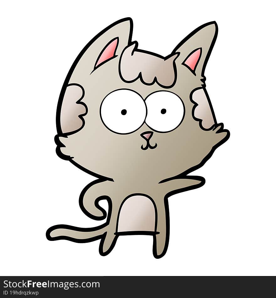 happy cartoon cat pointing. happy cartoon cat pointing