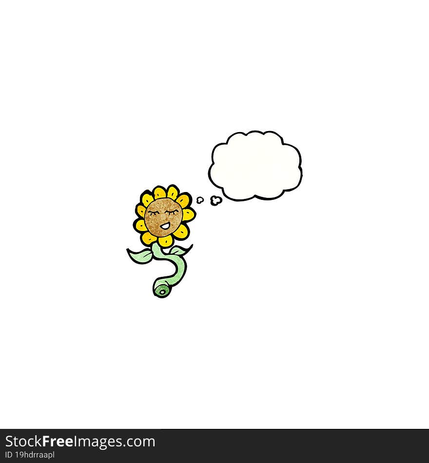 Sunflower With Thought Bubble Cartoon