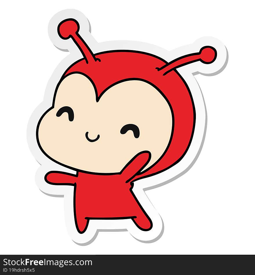 Sticker Cartoon Kawaii Of A Cute Lady Bug