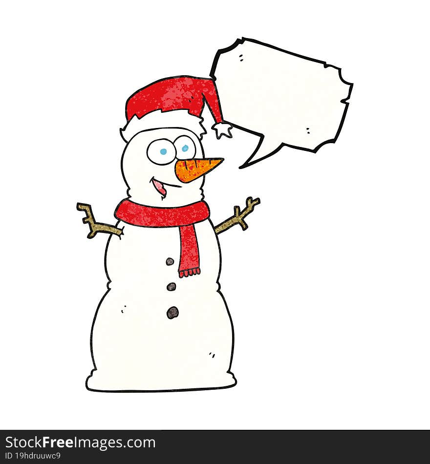 speech bubble textured cartoon snowman