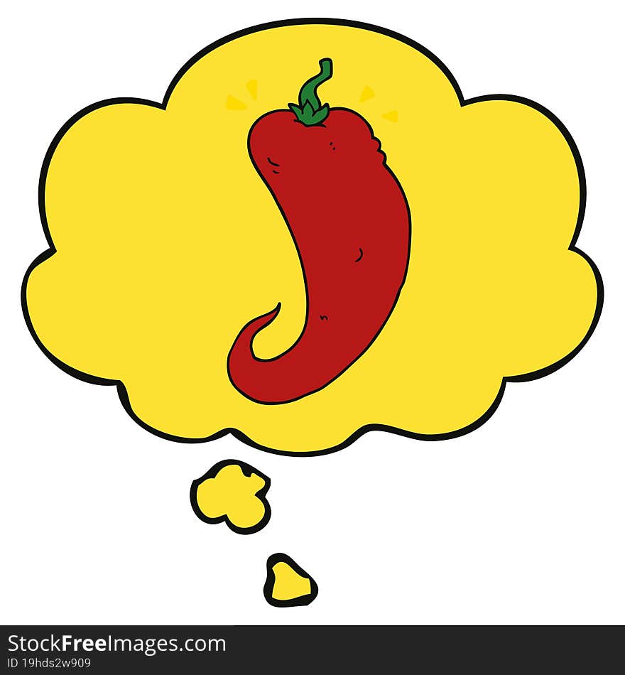 cartoon chili pepper and thought bubble