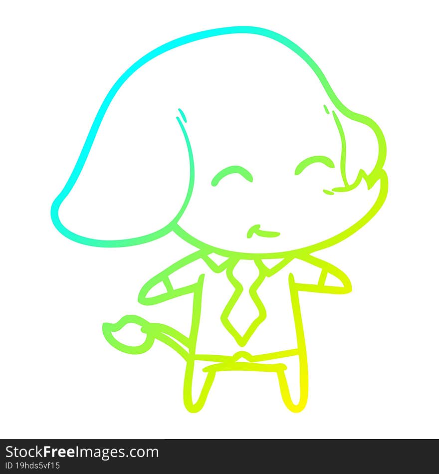 cold gradient line drawing cute cartoon boss elephant