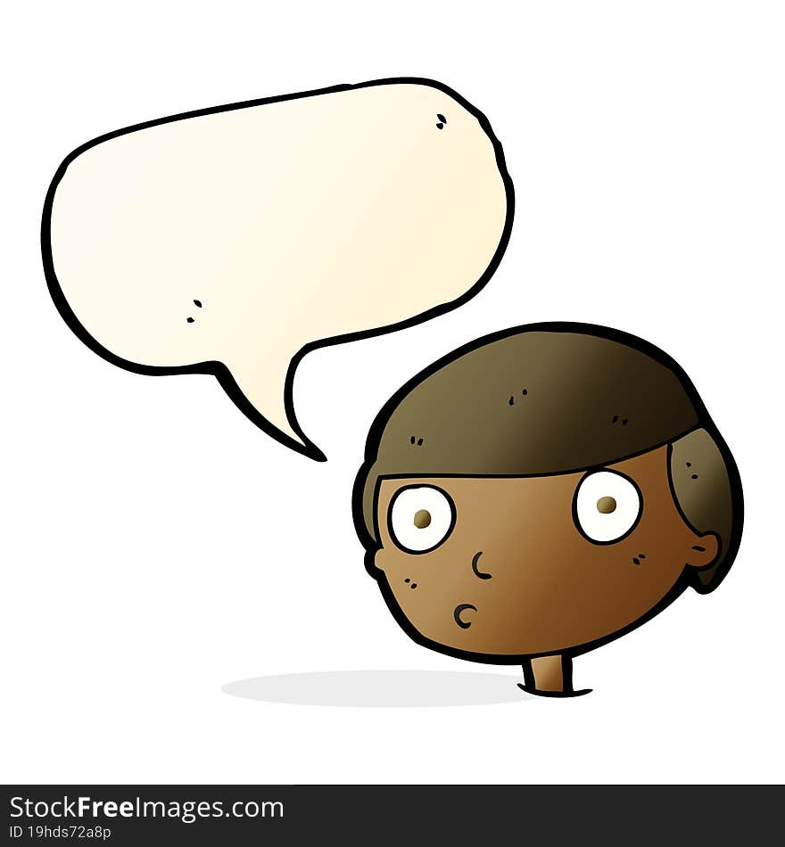 cartoon boy staring with speech bubble