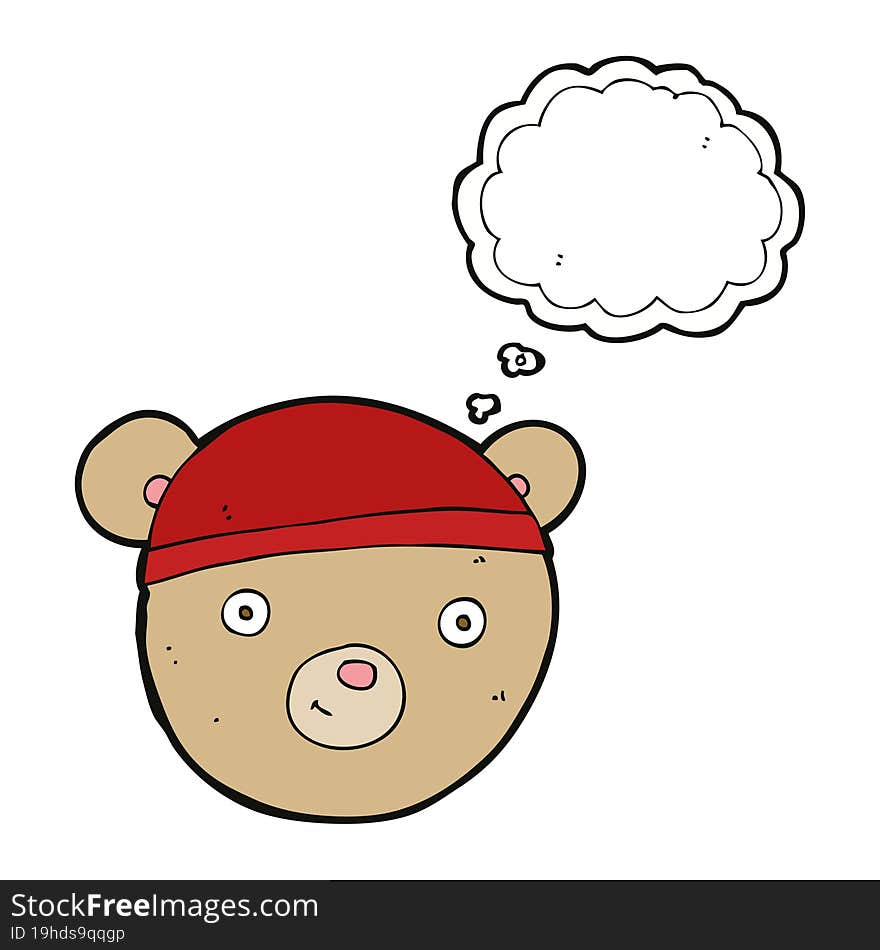 cartoon teddy bear head with thought bubble