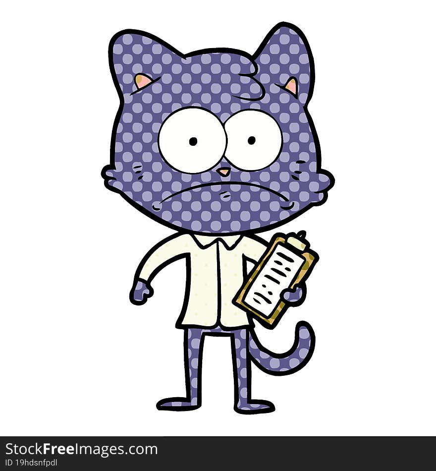 cartoon cat with clipboard. cartoon cat with clipboard