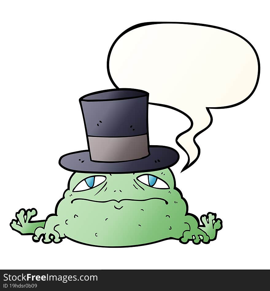 cartoon rich toad and speech bubble in smooth gradient style