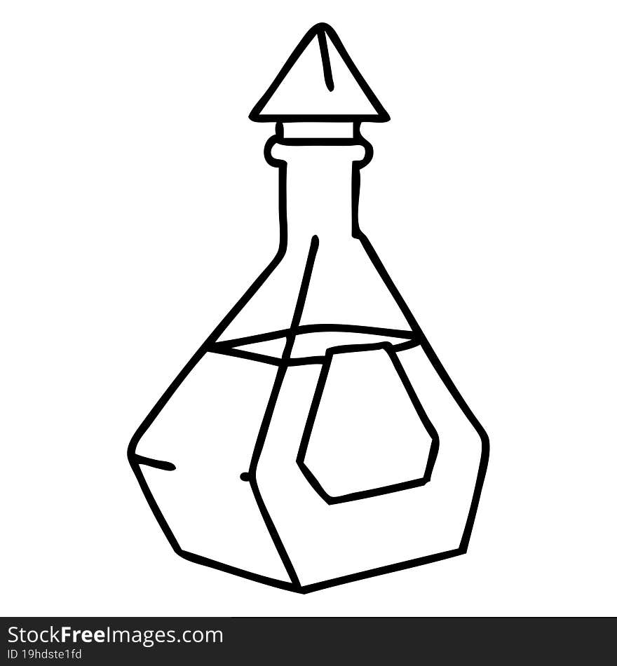 line doodle of a magic potion in a fancy bottle. line doodle of a magic potion in a fancy bottle