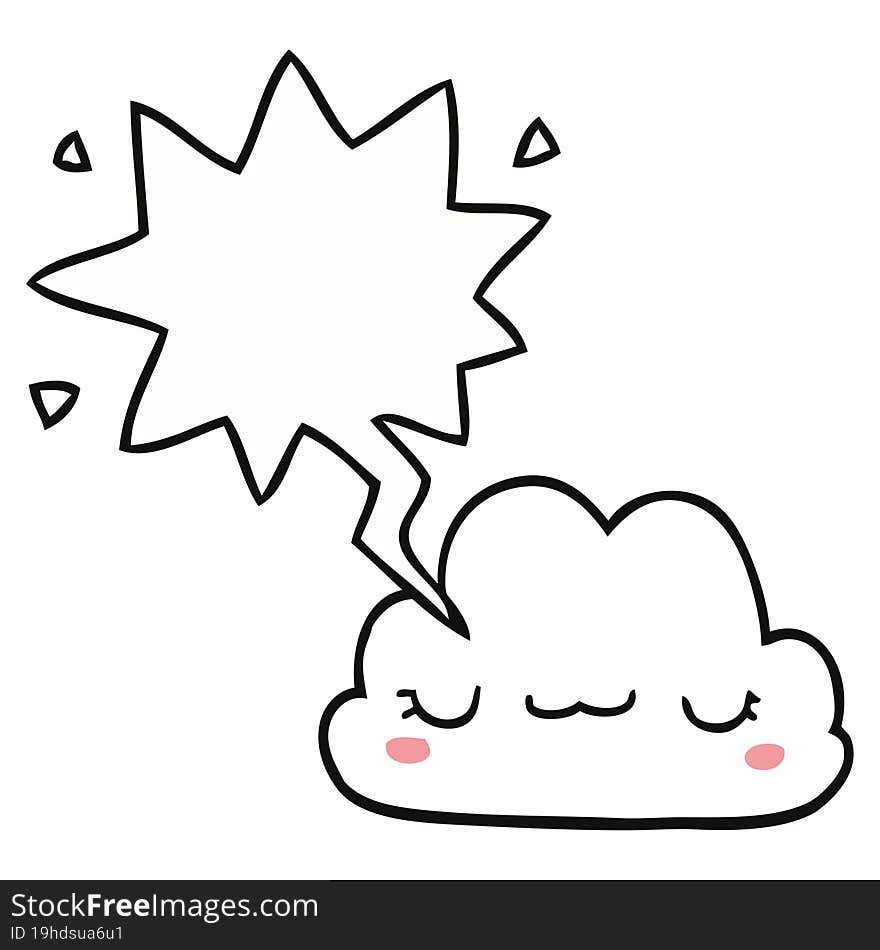 Cute Cartoon Cloud And Speech Bubble