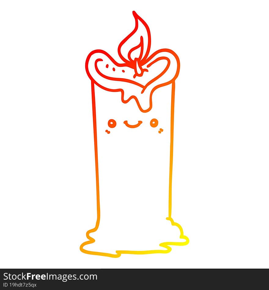 Warm Gradient Line Drawing Cartoon Candle