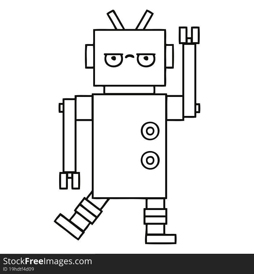 line drawing cartoon annoyed robot