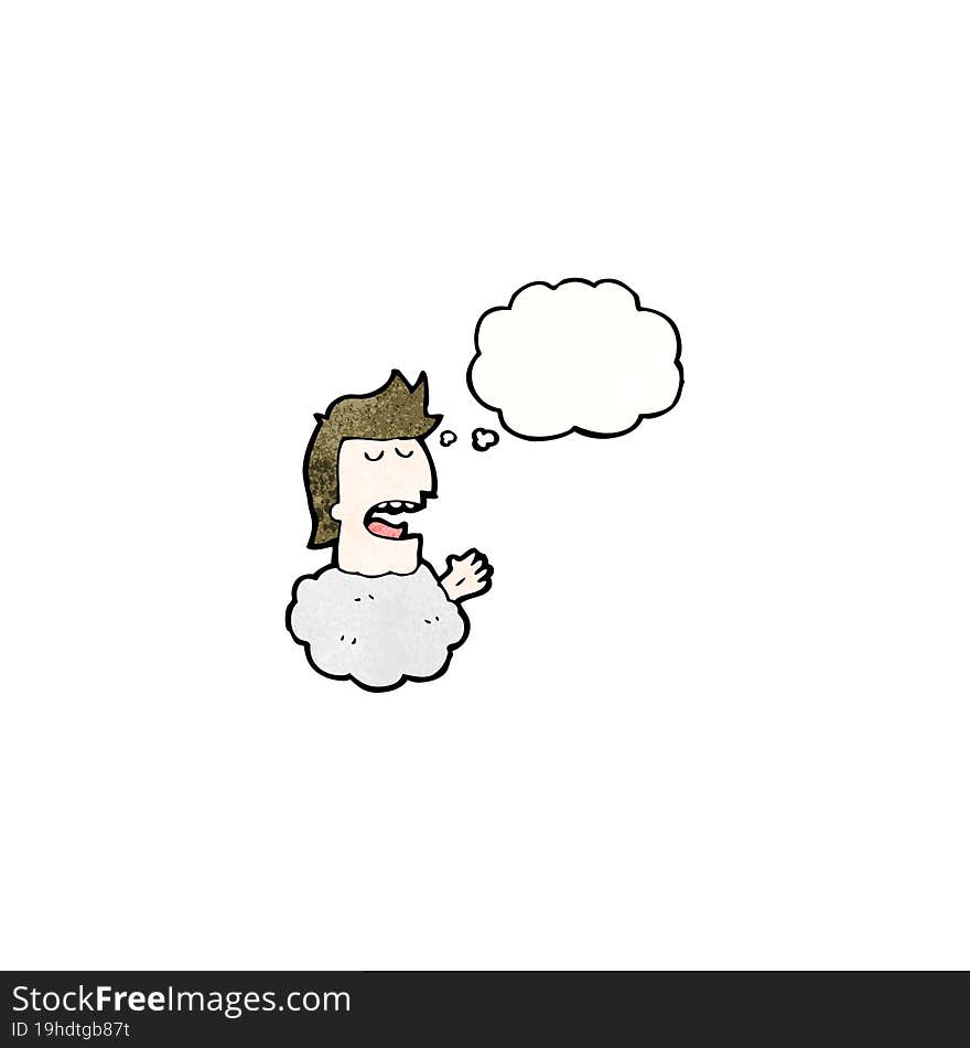 cartoon man s head in cloud