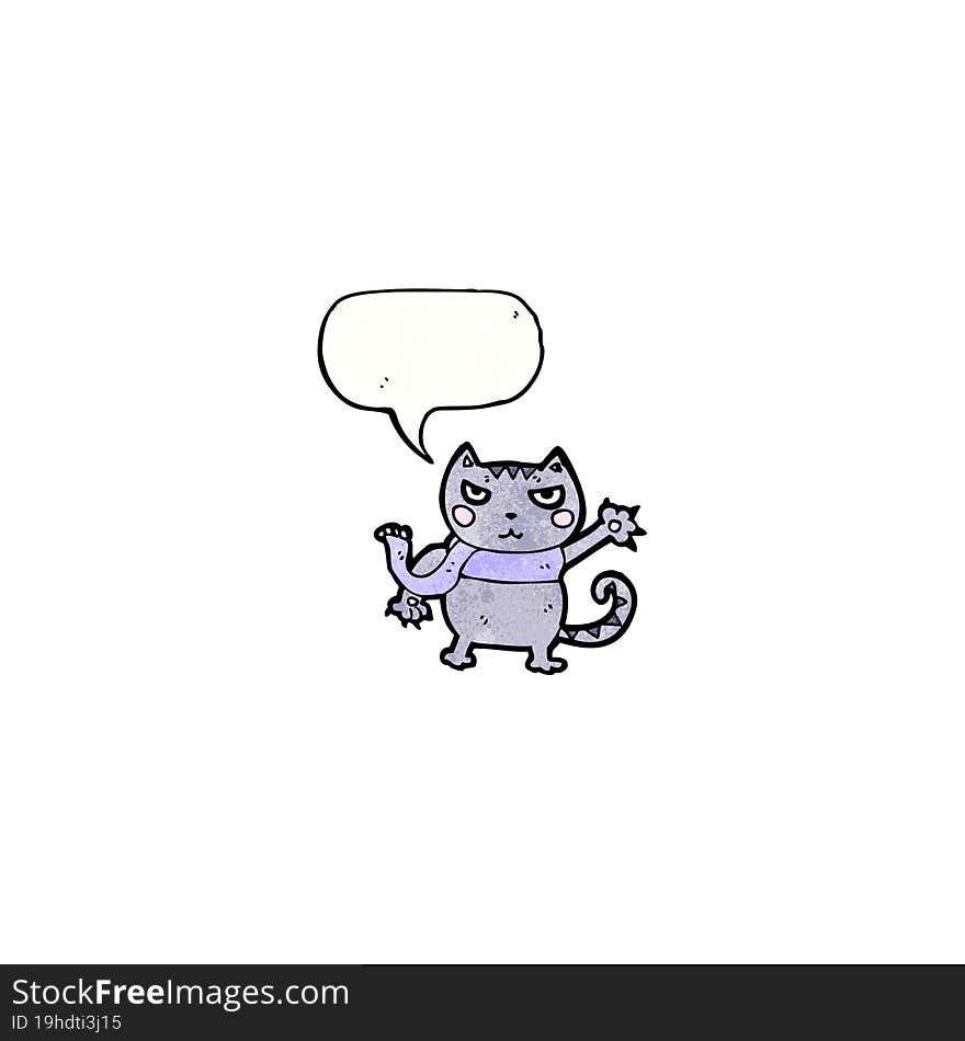 cartoon cat with speech bubble