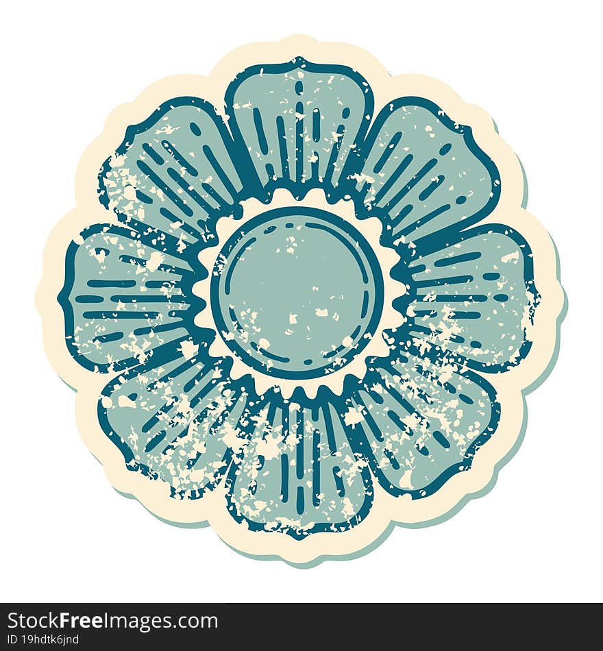 iconic distressed sticker tattoo style image of a flower. iconic distressed sticker tattoo style image of a flower