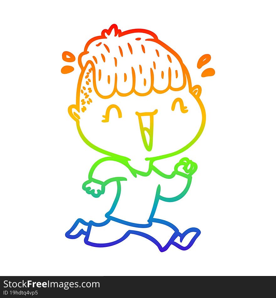 rainbow gradient line drawing cartoon happy boy surprised