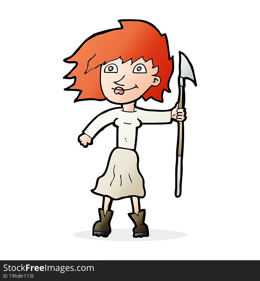 Cartoon Woman With Spear