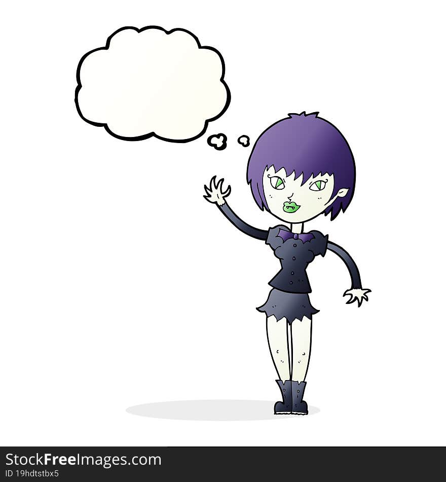 cartoon vampire girl with thought bubble