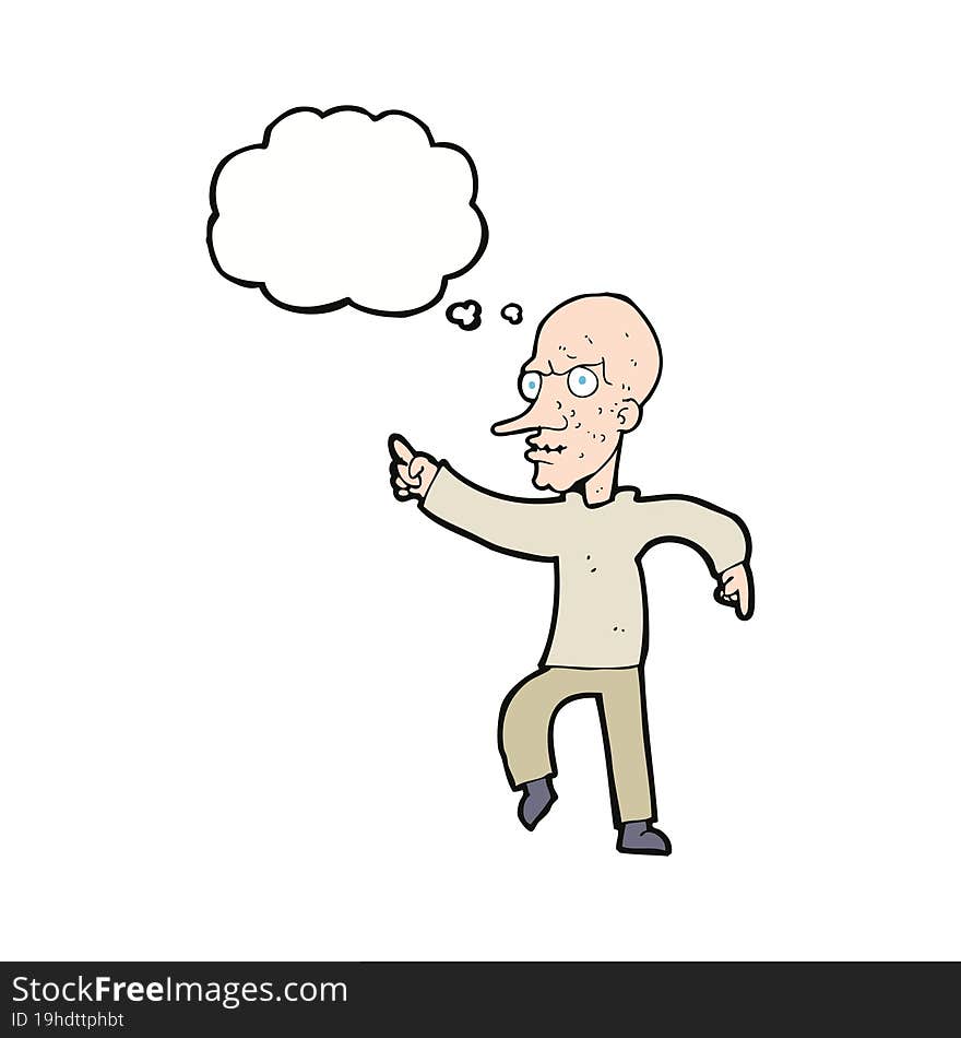 cartoon angry old man with thought bubble