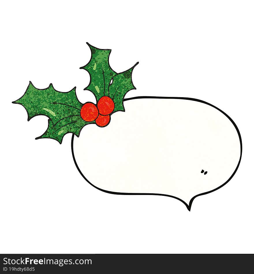 speech bubble textured cartoon christmas holly